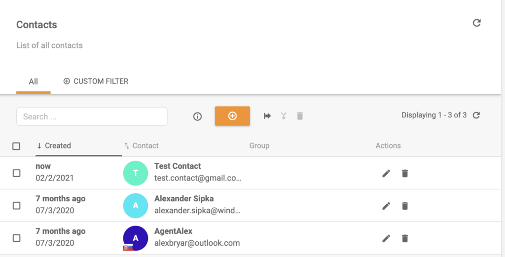 Į LiveAgent kontaktų sąrašą įtrauktas naujas kontaktas